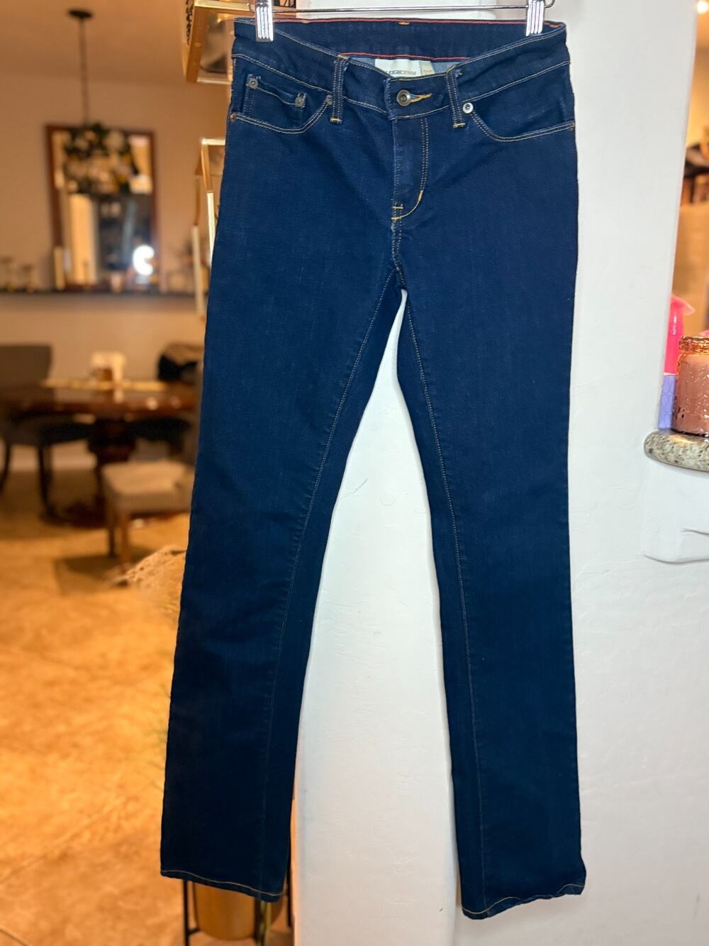 Raleigh Women's Straight Leg Jeans Blue White Oak Cotton Stretch USA 26x28
